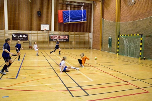 F12 Bollen är på väg att rulla in i mål och avgöra matchen om 3:e pris. Skara FC Blå - UIFK F00 1 - 0